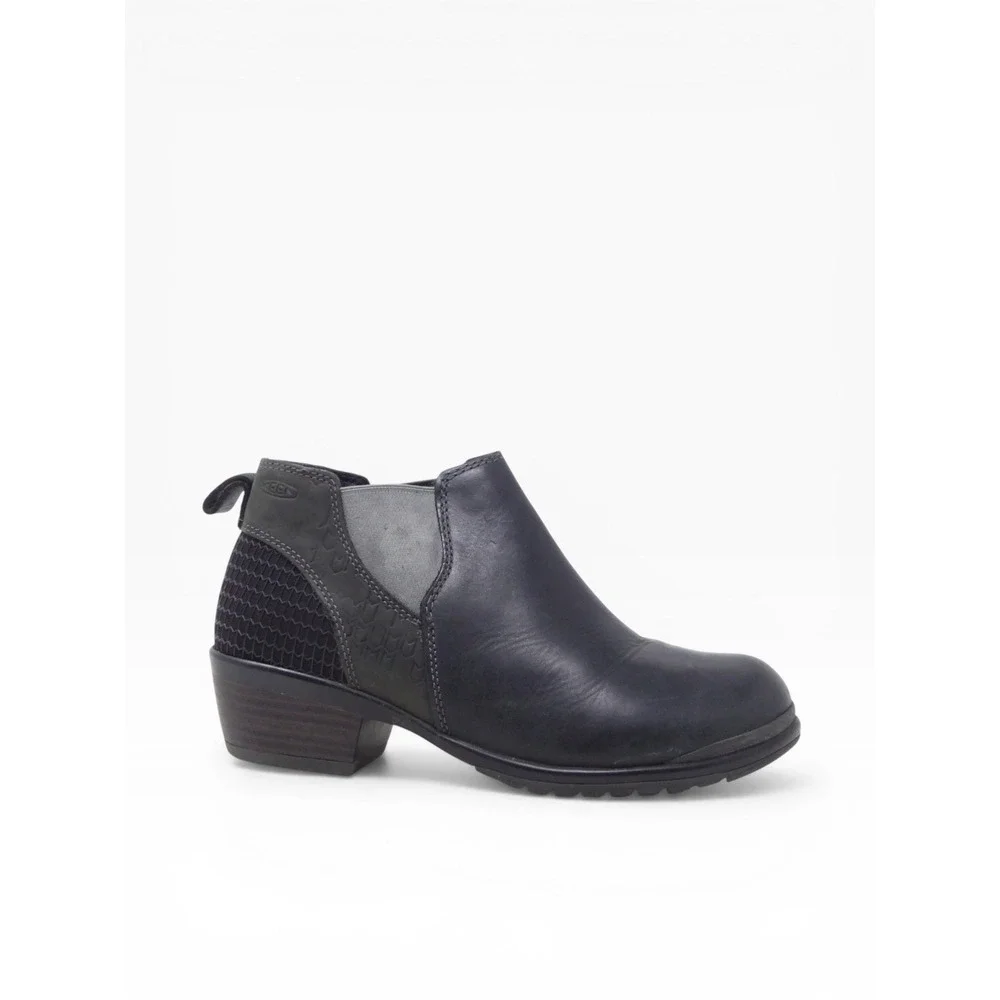 KEEN Womens Morrison Chelsea Block Heel Boots Black Leather Size 5.5